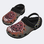 Rock Skull Print - Fur Lined Slippers/Sandals
