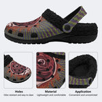 Rock Skull Print - Fur Lined Slippers/Sandals