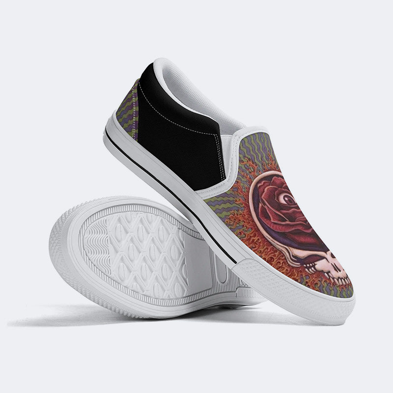 Rock Skull Print - Slip On Shoes