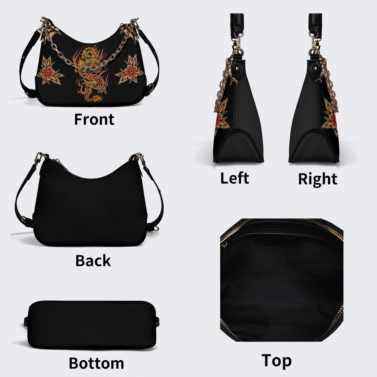 Dragon Print - Leather Crossbody Bag