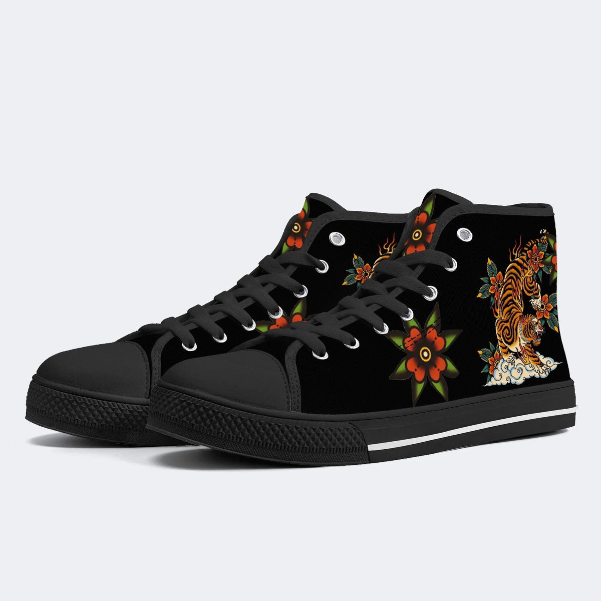 Tiger And Auspicious Clouds Print - High Top Canvas