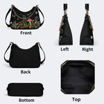 Starry Night Mushroom Moth Print - Leather Crossbody Bag