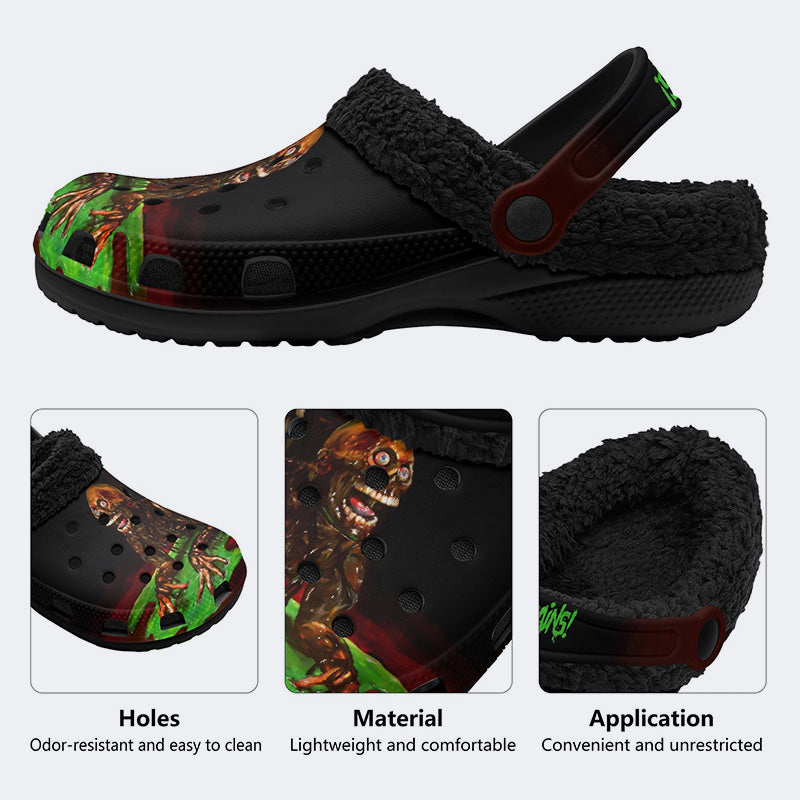 Unisex More Brains Print - Fur Lined Slippers/Sandals