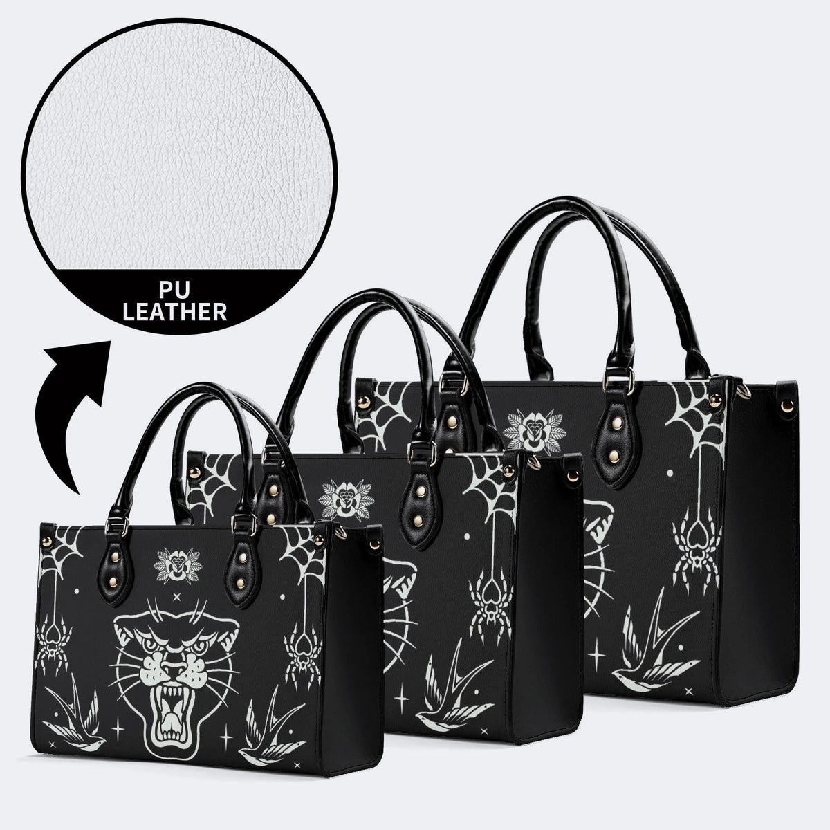 Unisex Tiger Print - Leather Handbag