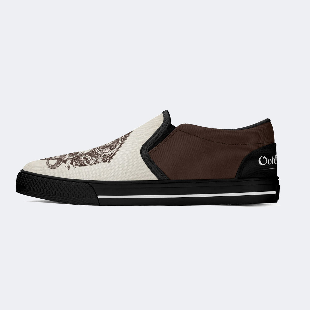 Unisex Horror Skull Print - Slip On Shoes