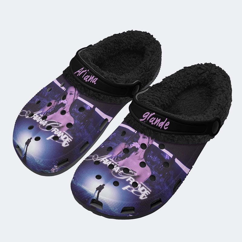 Ariana Grande Print - Fur Lined Slippers/Sandals