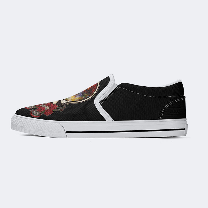 Rock Skull Print - Slip On Shoes