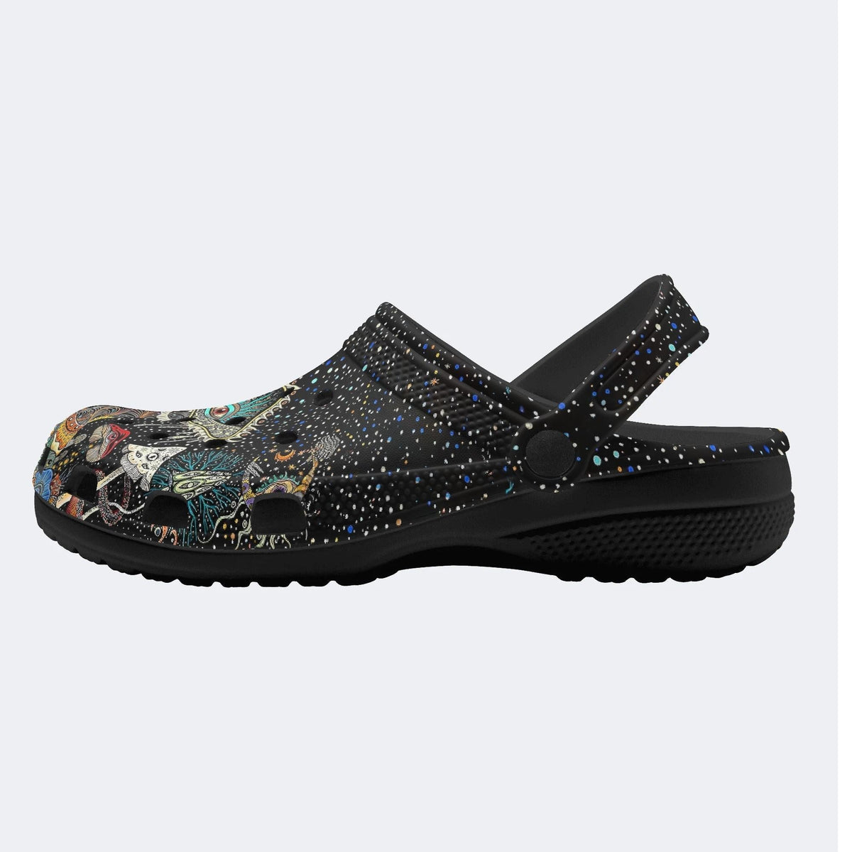 Retro Dark Mushroom Eyes Halloween Print - Slippers/Sandals