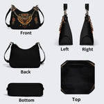 Traditional Bats Print - Leather Crossbody Bag