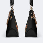 Vintage Black Panther With Flowers - Leather Crossbody Bag