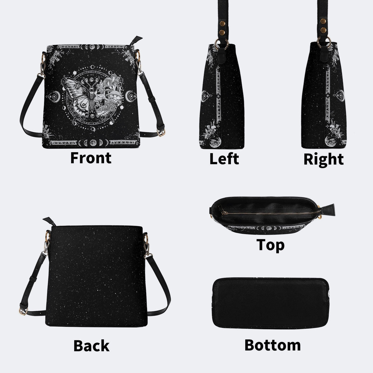 Tarot Skull Butterfly Print - Bucket Bag