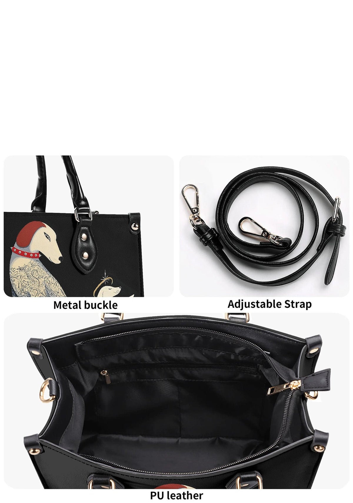 Close-up of strap hardware and adjustable shoulder buckle