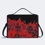 Horror Skull Print - Leather Satchel Bag