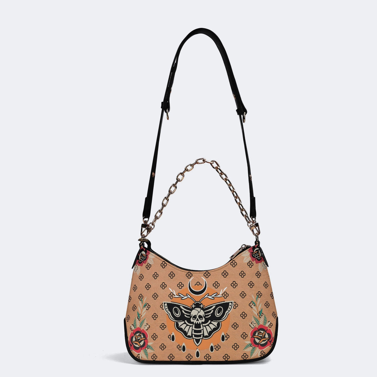 Vintage Death Moth Print - Leather Crossbody Bag