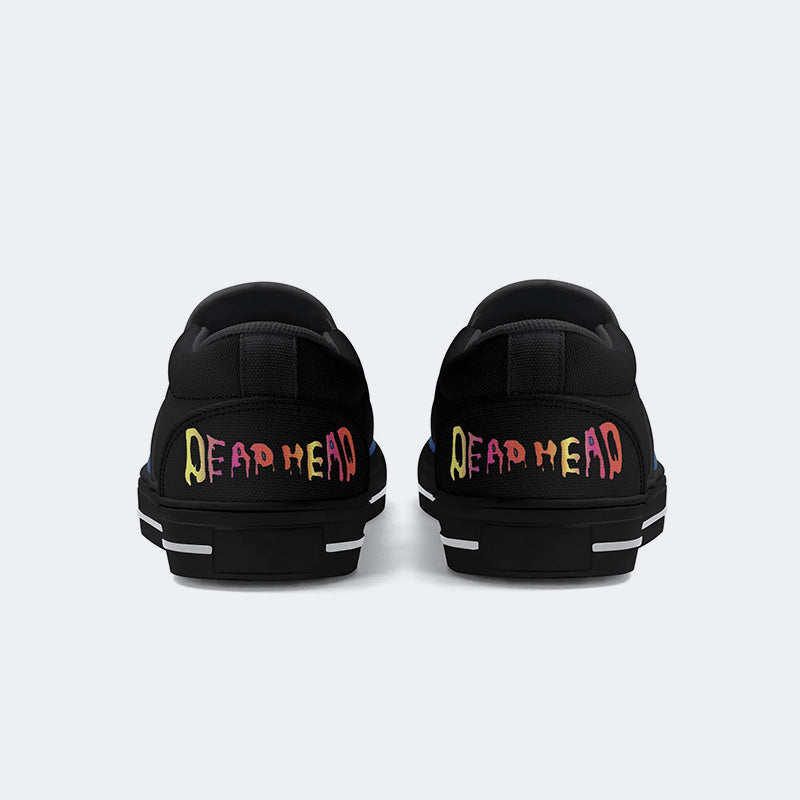 Rock Skull Print - Slip On Shoes