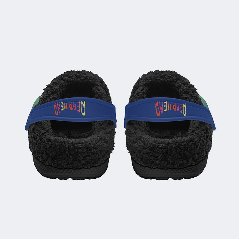 Rock Skull Print - Fur Lined Slippers/Sandals