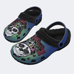 Rock Skull Print - Fur Lined Slippers/Sandals