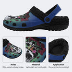 Rock Skull Print - Fur Lined Slippers/Sandals