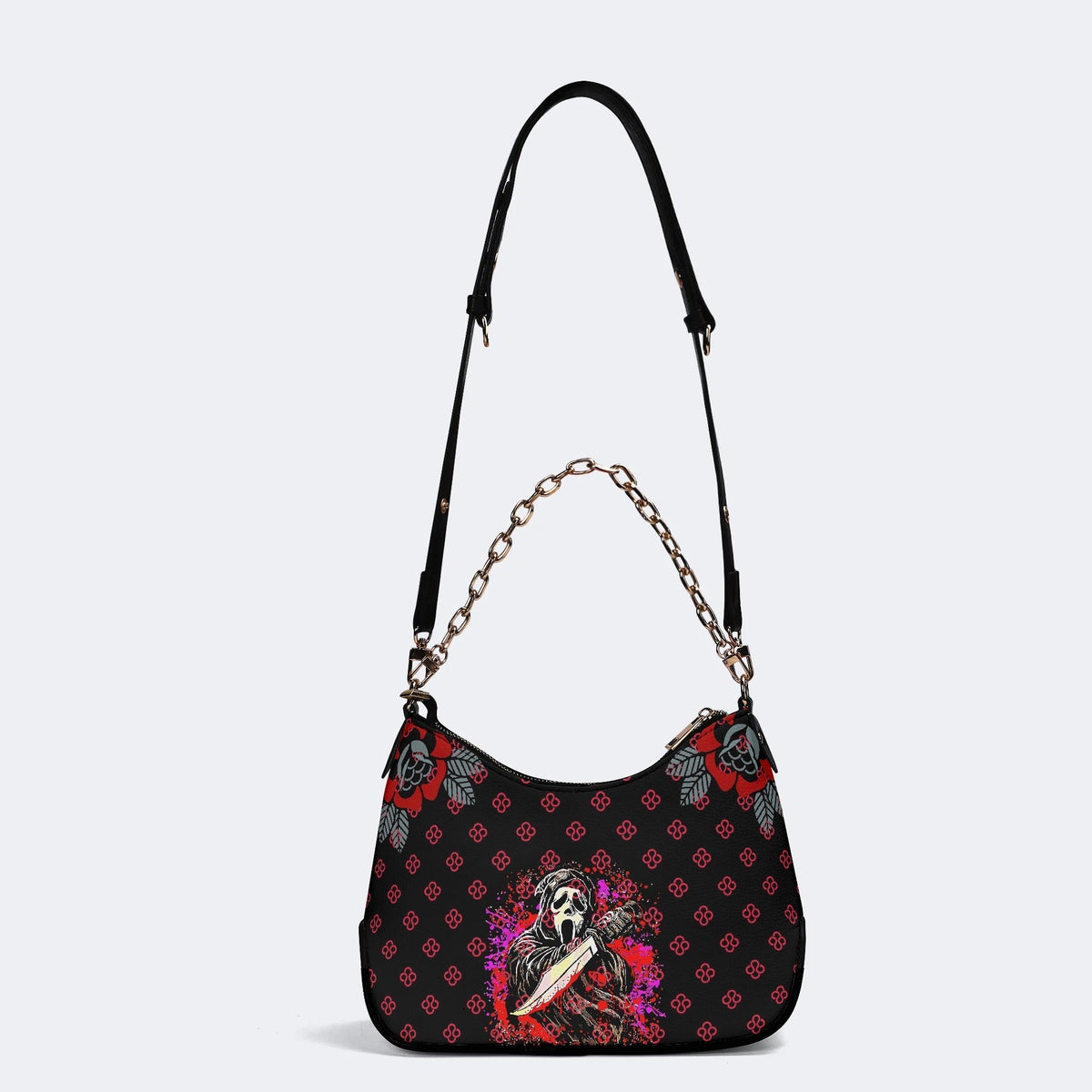 Horror Ghostface Print - Leather Crossbody Bag
