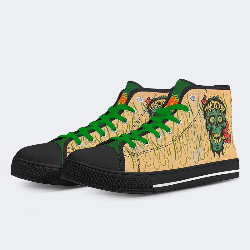 Unisex Skull&Letter Print - High Top Canvas