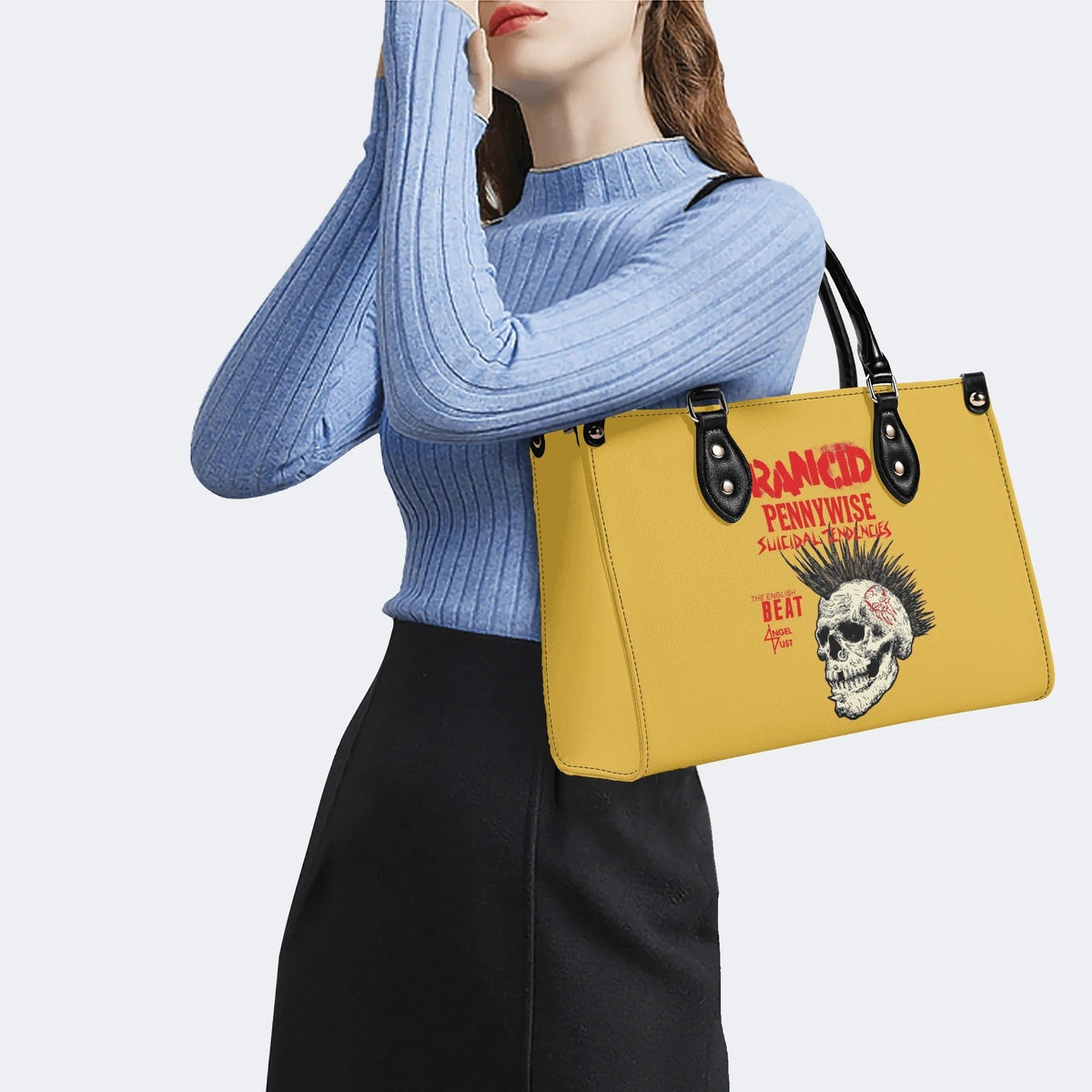 Rancid Skull Print - Leather Handbag