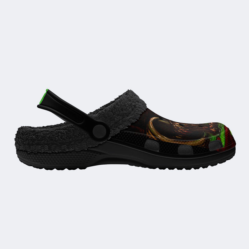Unisex More Brains Print - Fur Lined Slippers/Sandals