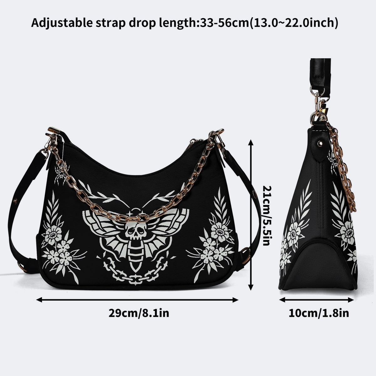 Death Moth Vintage Print - Leather Crossbody Bag