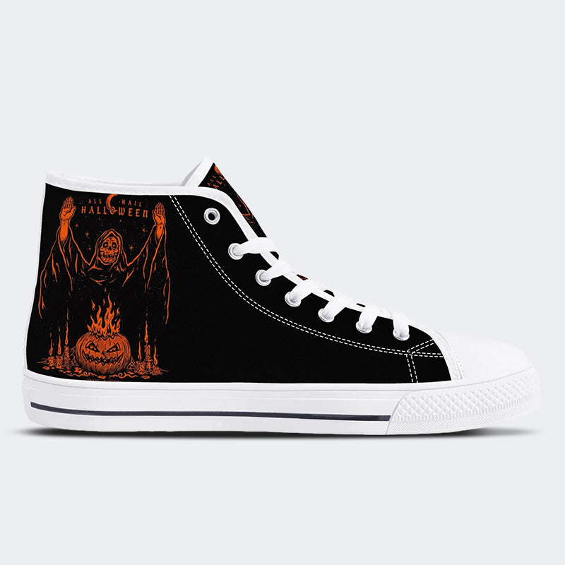 Unisex Halloween Horror Skull Print - High Top Canvas