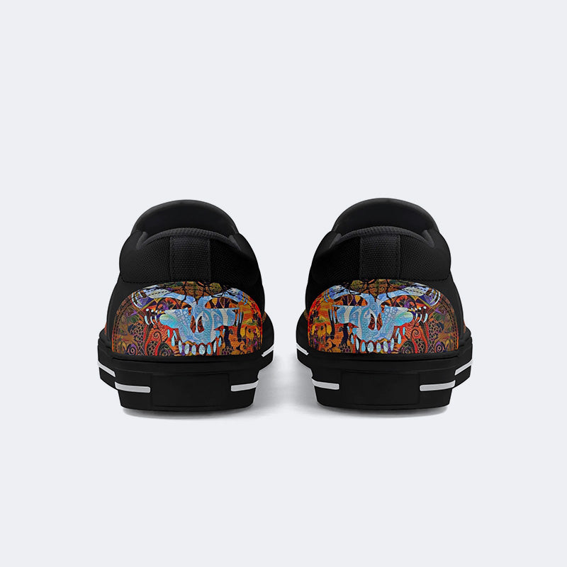 Rock Skull Print - Slip On Shoes