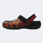 Rock Skull Print - Fur Lined Slippers/Sandals