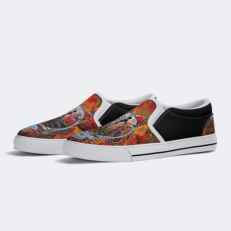 Rock Skull Print - Slip On Shoes