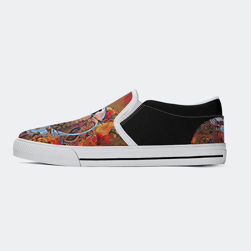 Rock Skull Print - Slip On Shoes