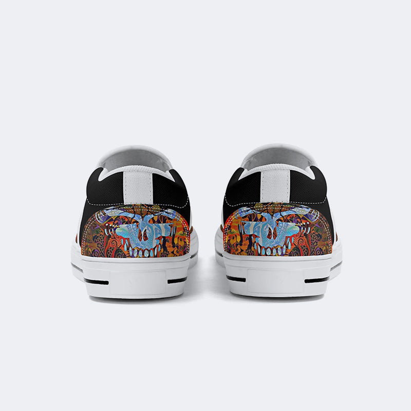 Rock Skull Print - Slip On Shoes