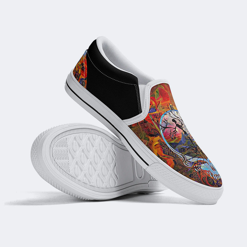 Rock Skull Print - Slip On Shoes