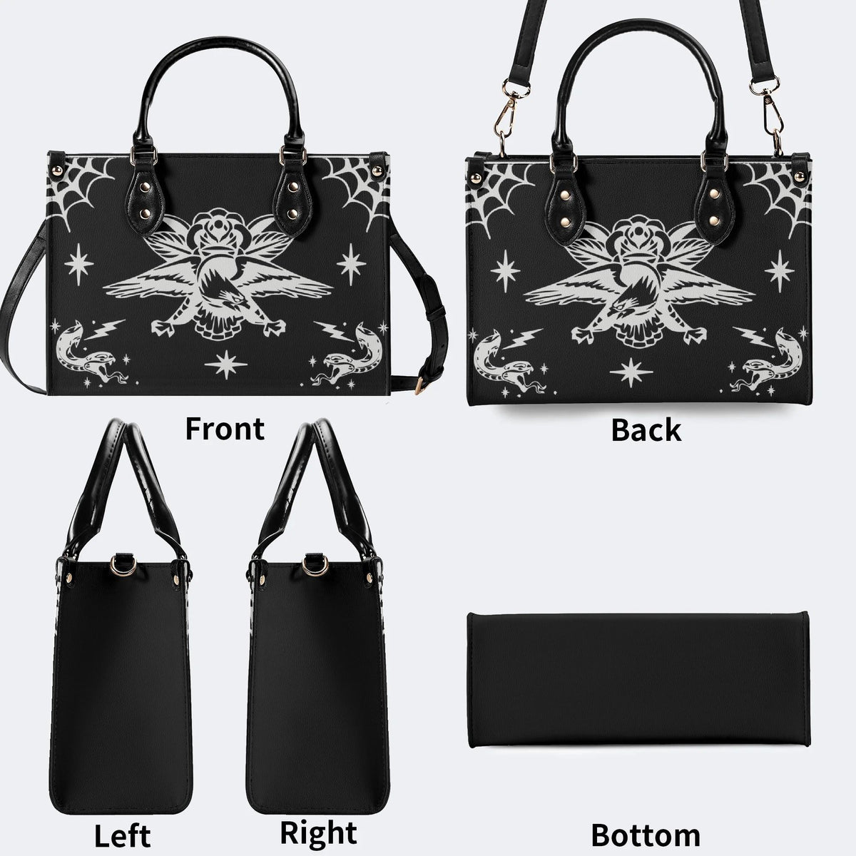 Gothic Eagle And Snake - Leather Handbag