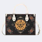Moths Under The Moon - Leather Handbag