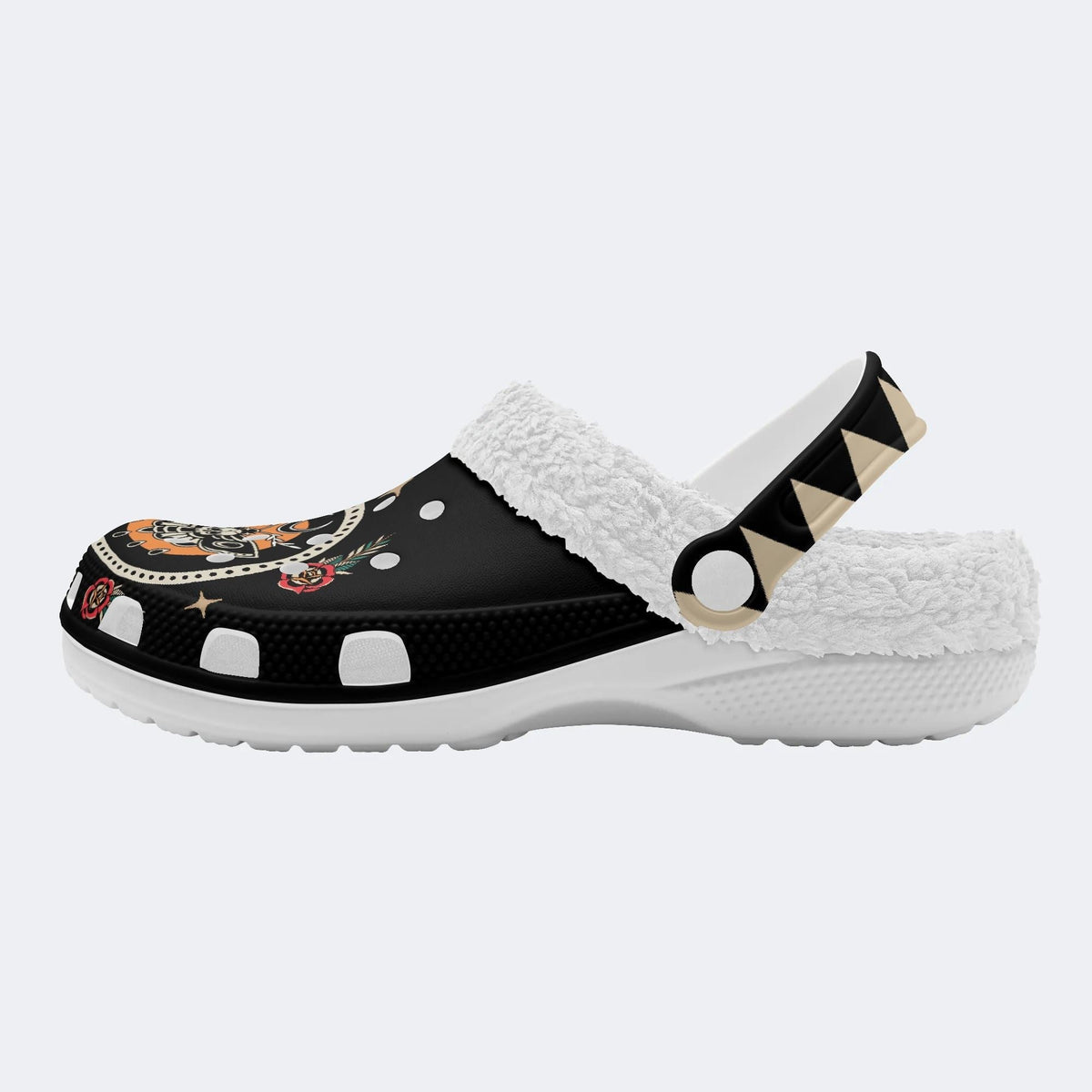 Death Moth Vintage Print - Fur Lined Slippers/Sandals