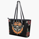 Death Moth Vintage Print - Leather Handbag