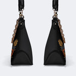 Grim Reaper Flowers Print - Leather Crossbody Bag