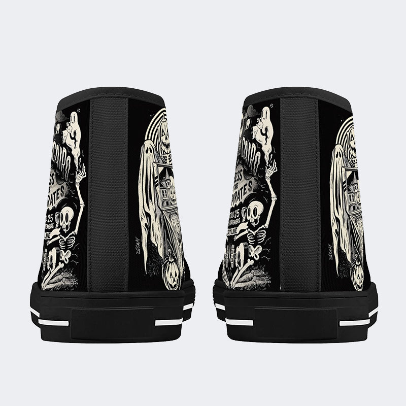 Unisex Horror Skull Print - High Top Canvas
