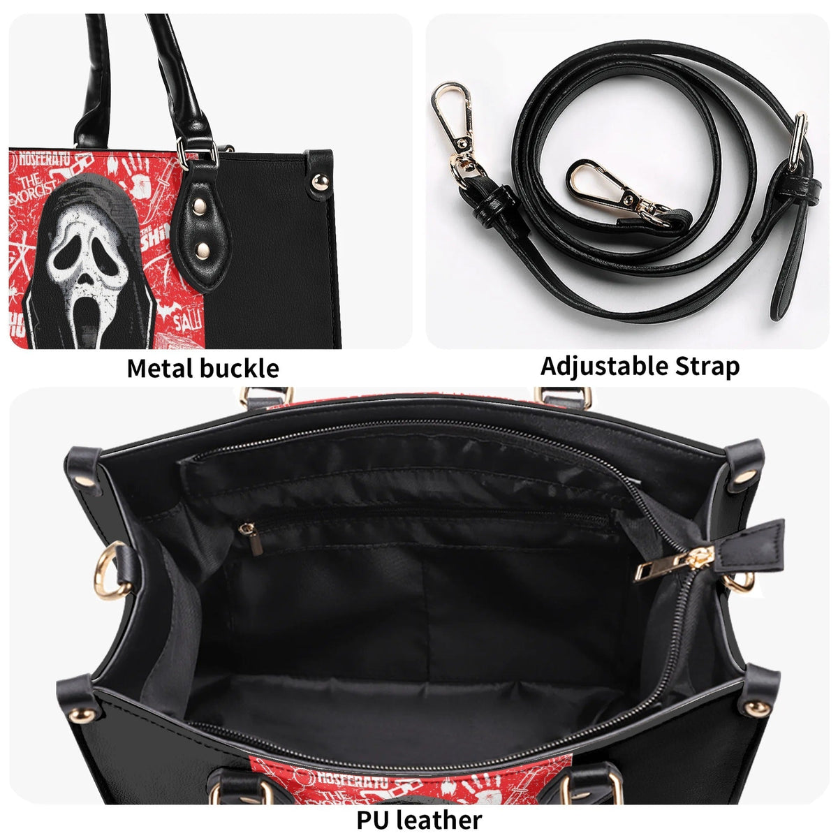 Horror Ghostface Print - Leather Handbag