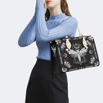 Death Moth & Mushrooms Print - Leather Handbag