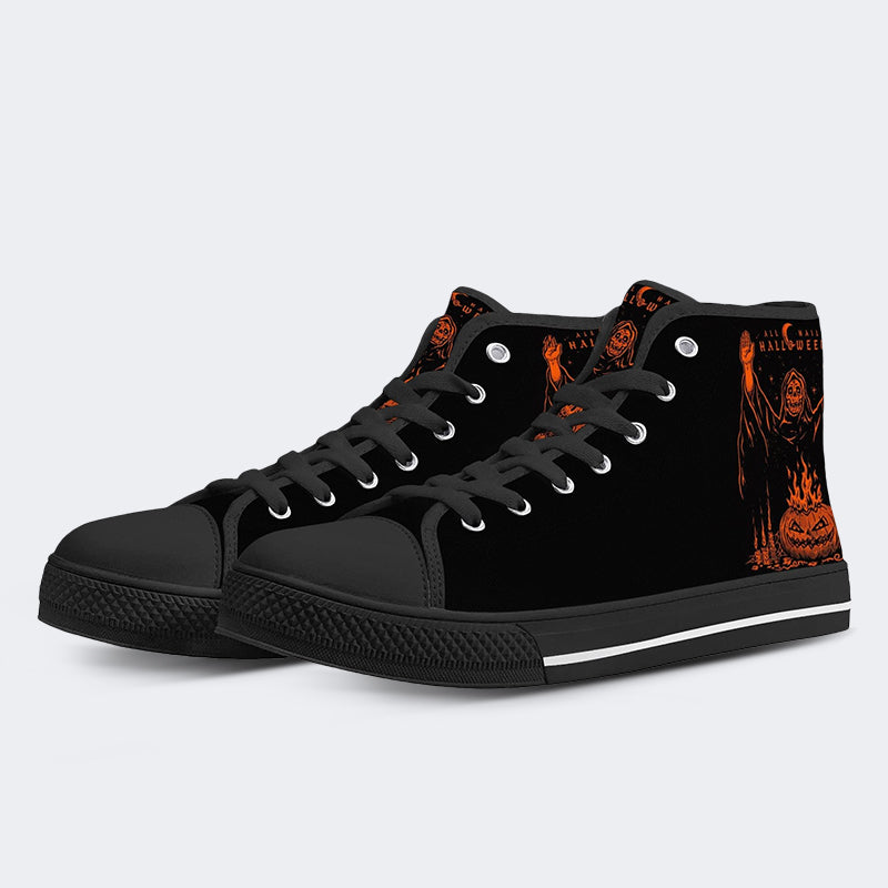 Unisex Halloween Horror Skull Print - High Top Canvas