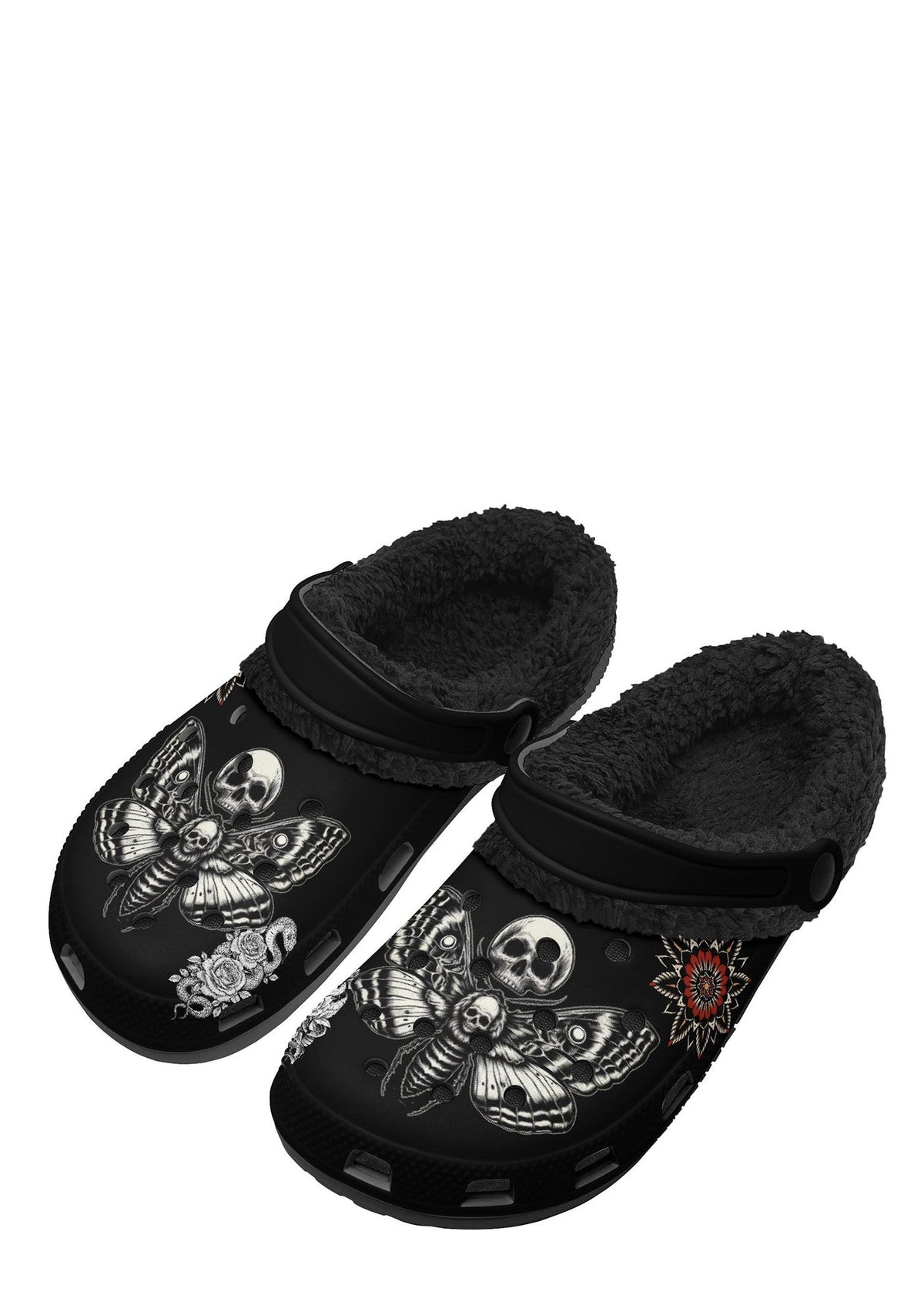 Requiem Moth Skull Fuzzy Slippers
