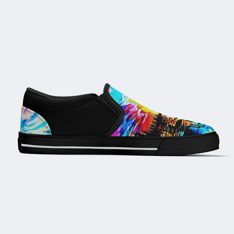 Rock Skull Print - Slip On Shoes