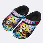 Rock Skull Print - Fur Lined Slippers/Sandals