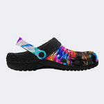 Rock Skull Print - Fur Lined Slippers/Sandals