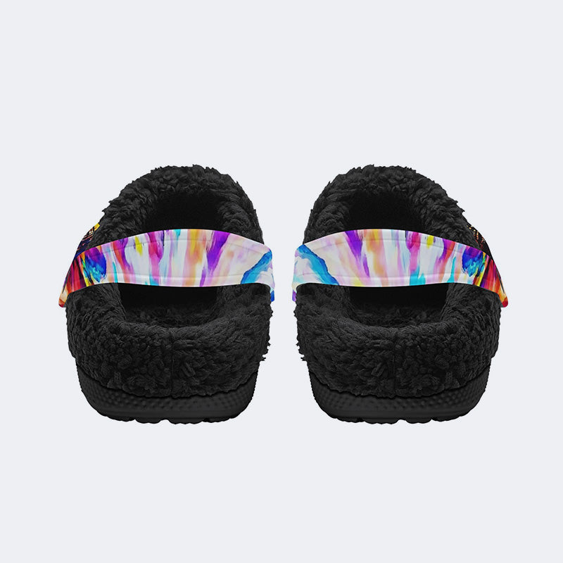 Rock Skull Print - Fur Lined Slippers/Sandals
