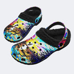 Rock Skull Print - Fur Lined Slippers/Sandals