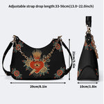 Flaming Heart Art Print - Leather Crossbody Bag